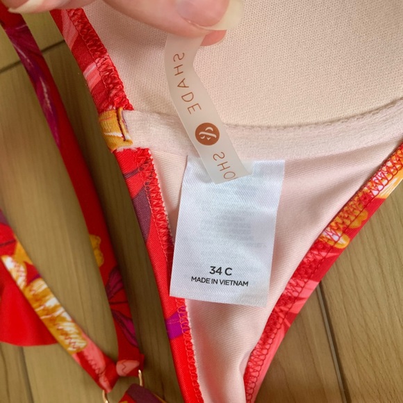 Red Floral Push-Up Bikini Set Small/34C SHADE & SHORE Target excellent condition - Picture 5 of 8